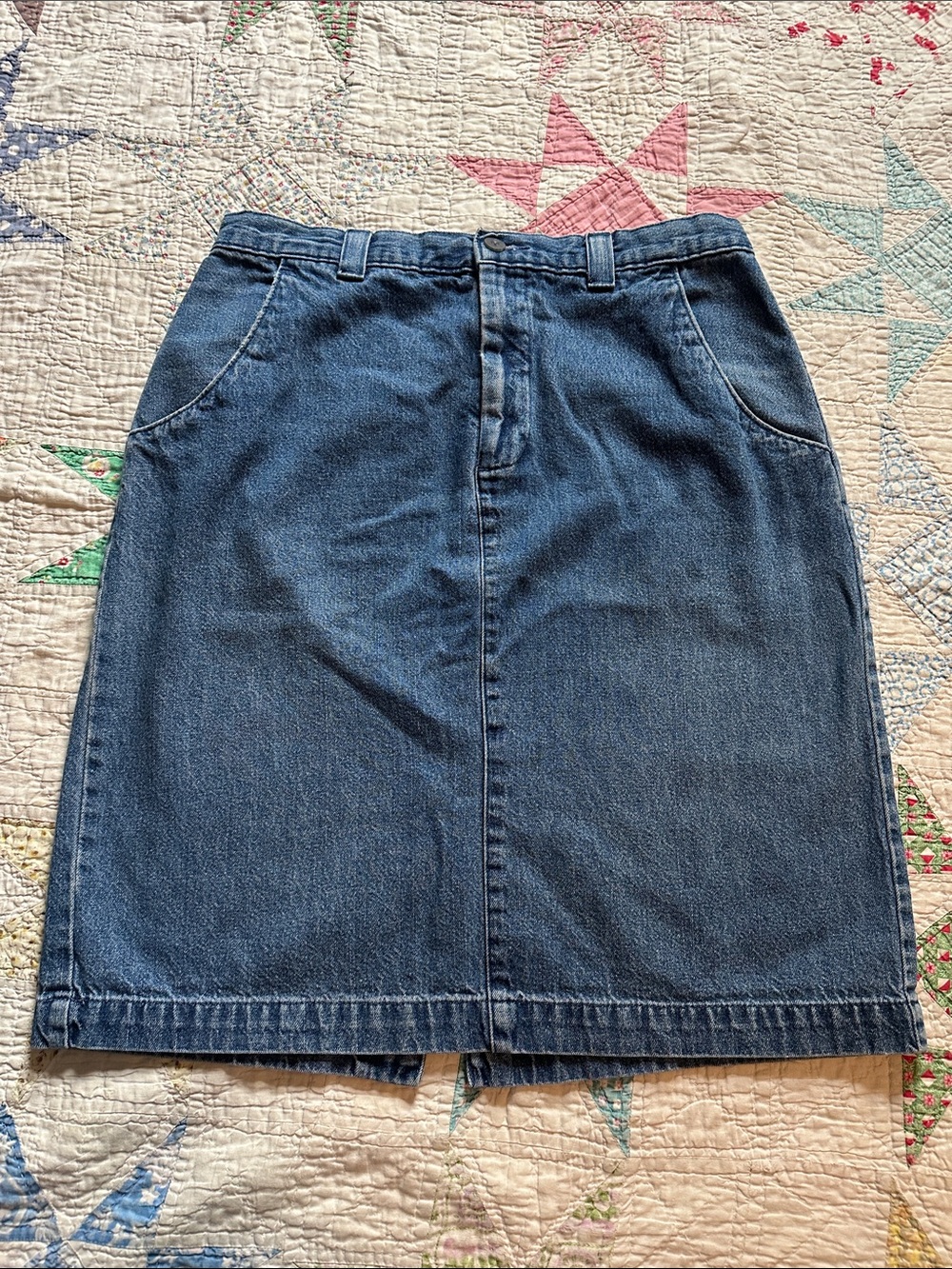 Vintage Lee Casuals Blue Denim Pencil Skirt 8P